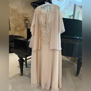Danny & Nicole Cream and Gold Dress